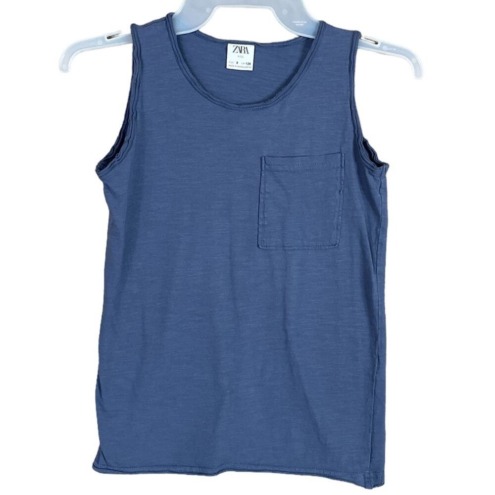Zara Kids Blue Raw Hem Tank Top Size 8